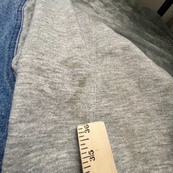 Basic Bomber Jean Trucker Jacket Men's XL Blue Denim Hooded Snap Button RN 90163 - Picture 8 of 16